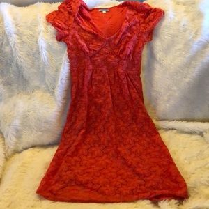 Red Floral Lace Midi